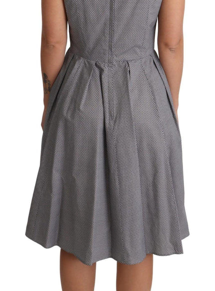 Dolce & Gabbana Blue Beige Geometric Cotton A-Line Dress