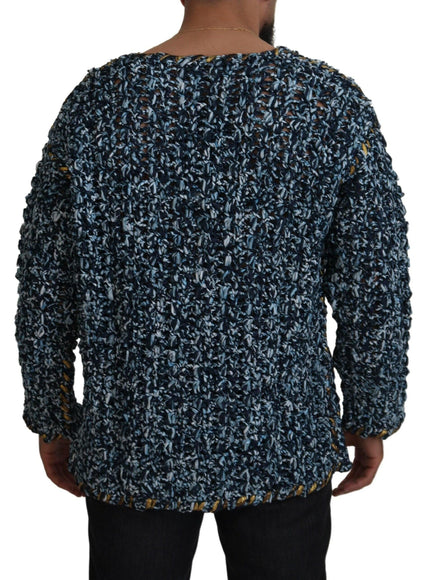 Dolce & Gabbana Blue Button Cardigan Fatto A Mano Sweater
