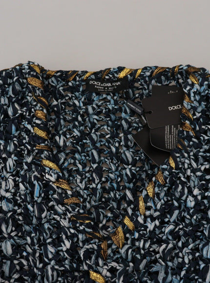 Dolce & Gabbana Blue Button Cardigan Fatto A Mano Sweater