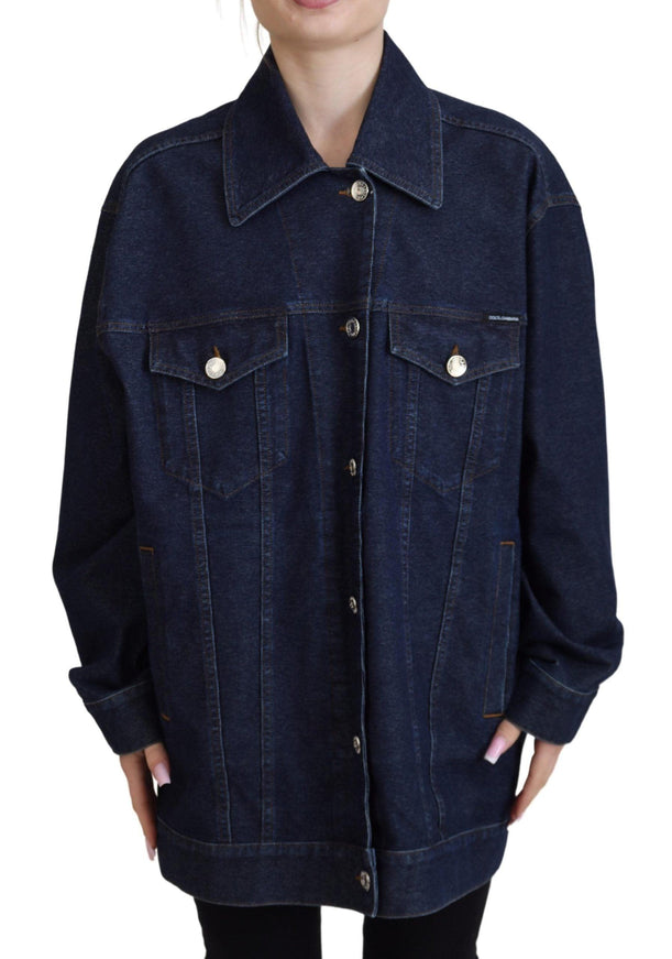 Dolce & Gabbana Blue Button Down Denim Collared Cotton Jacket - Ellie Belle