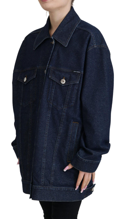 Dolce & Gabbana Blue Button Down Denim Collared Cotton Jacket - Ellie Belle