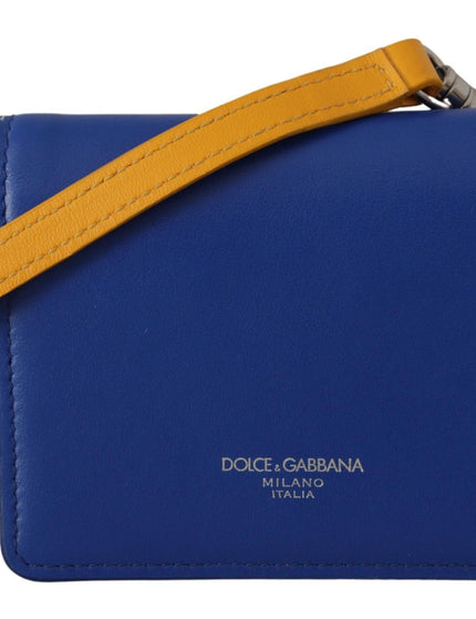 Dolce & Gabbana Blue Calf Leather Shoulder Strap Card Holder Wallet - Ellie Belle