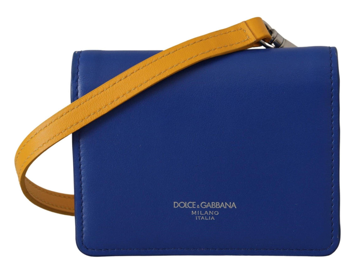 Dolce & Gabbana Blue Calf Leather Shoulder Strap Card Holder Wallet - Ellie Belle