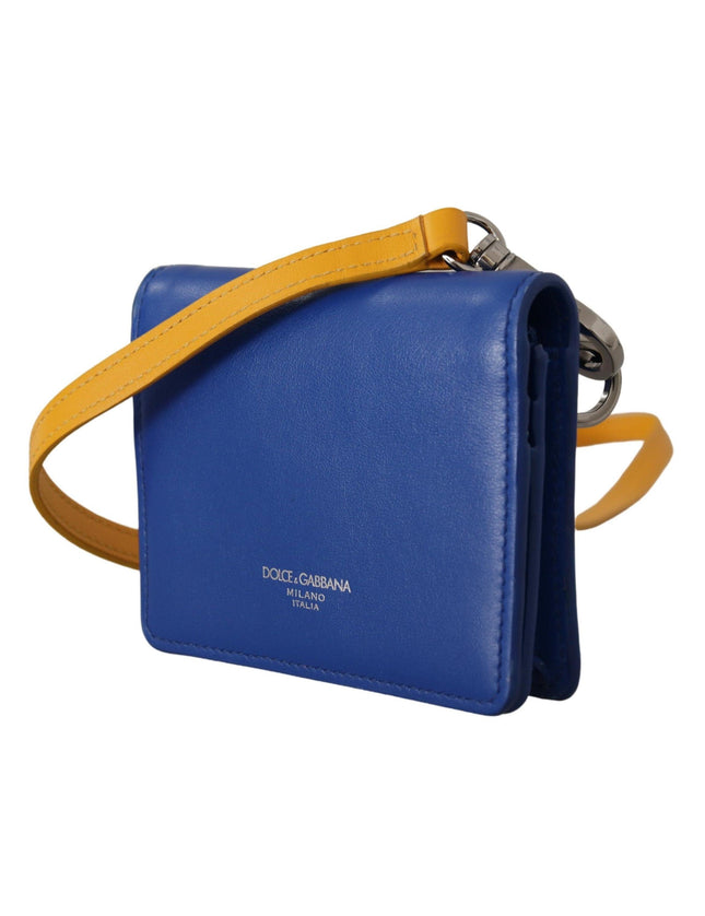 Dolce & Gabbana Blue Calf Leather Shoulder Strap Card Holder Wallet - Ellie Belle