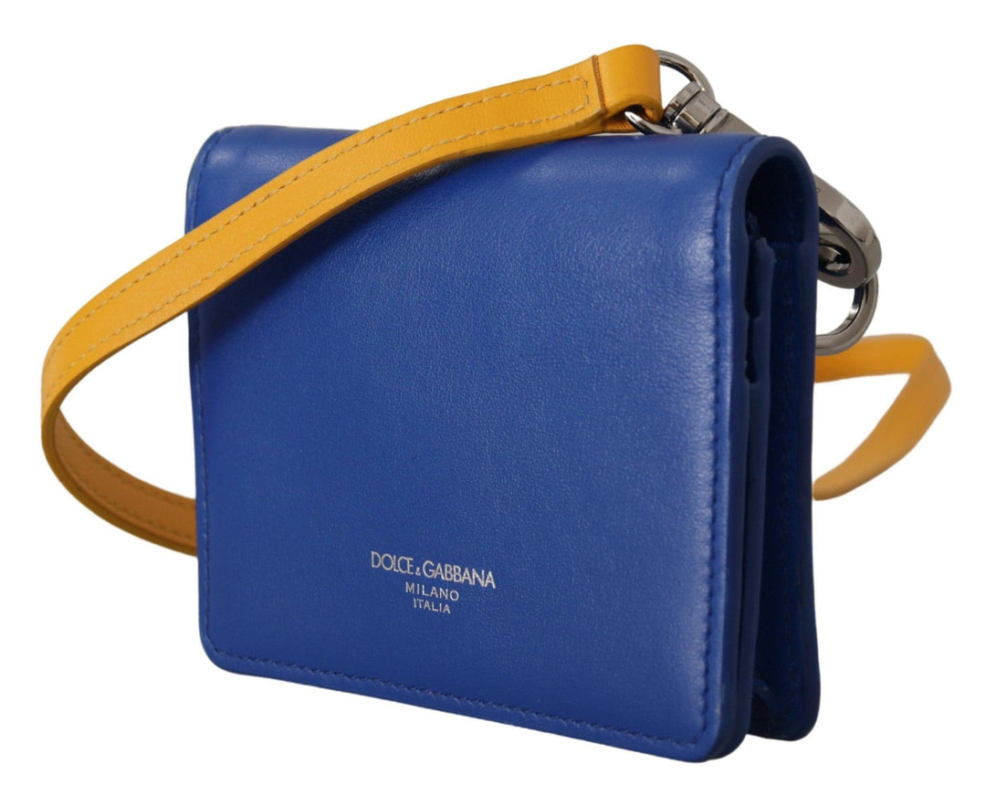 Dolce & Gabbana Blue Calf Leather Shoulder Strap Card Holder Wallet - Ellie Belle