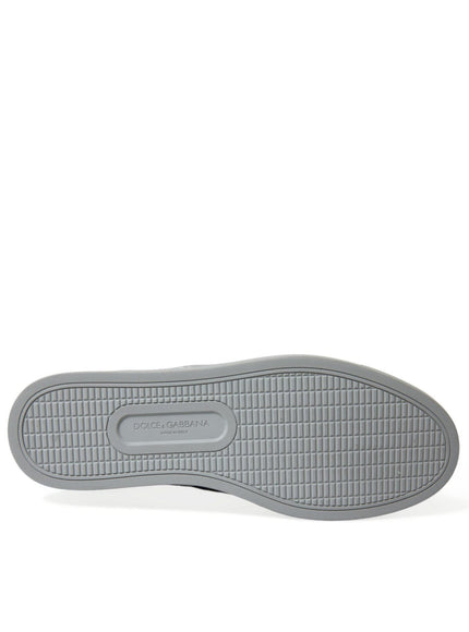 Dolce & Gabbana Blue Calfskin Leopard Mid Top Sneakers Shoes