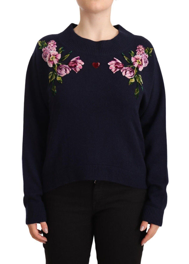 Dolce & Gabbana Blue Cashmere Crewneck Pullover Sweater - Ellie Belle