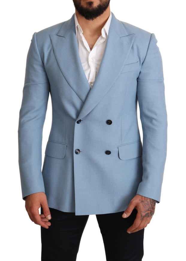 Dolce & Gabbana Blue Cashmere Silk Slim Fit Blazer Jacket - Ellie Belle