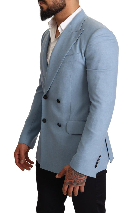 Dolce & Gabbana Blue Cashmere Silk Slim Fit Blazer Jacket - Ellie Belle