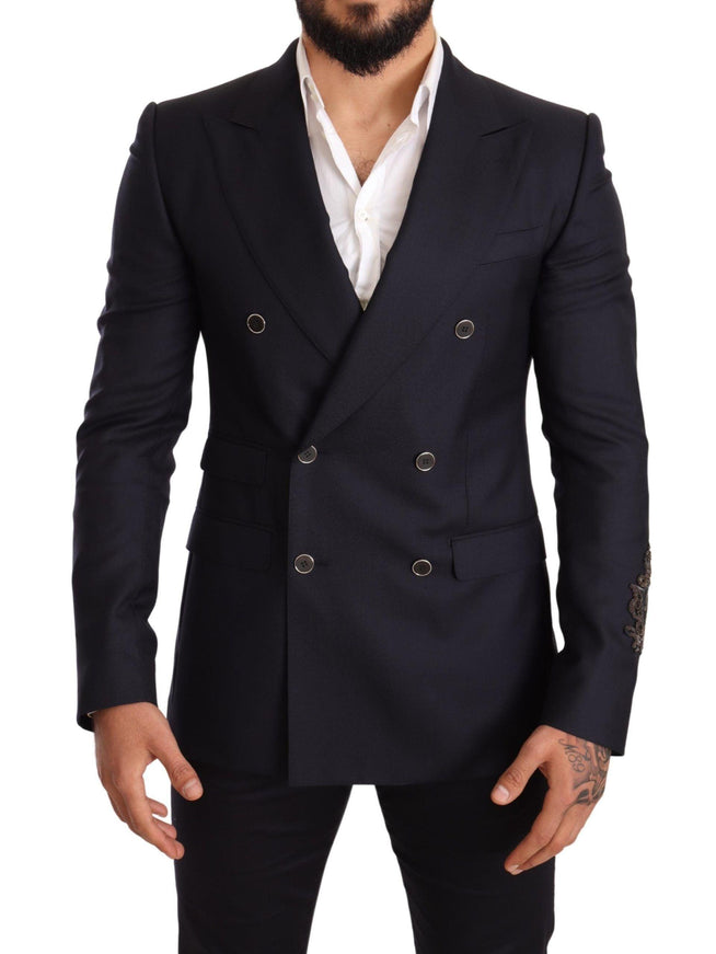 Dolce & Gabbana Blue Cashmere Silk Slim Fit SICILIA Blazer - Ellie Belle