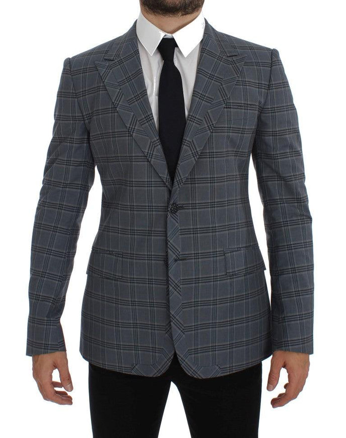 Dolce & Gabbana Blue Checkered Slim Fit Blazer Jacket - Ellie Belle