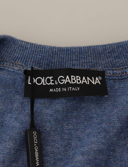 Dolce & Gabbana Blue Cotton Crown Button Cardigan Sweater - Ellie Belle