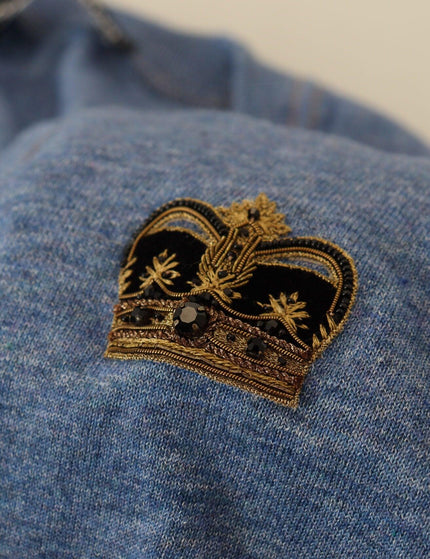 Dolce & Gabbana Blue Cotton Crown Button Cardigan Sweater - Ellie Belle