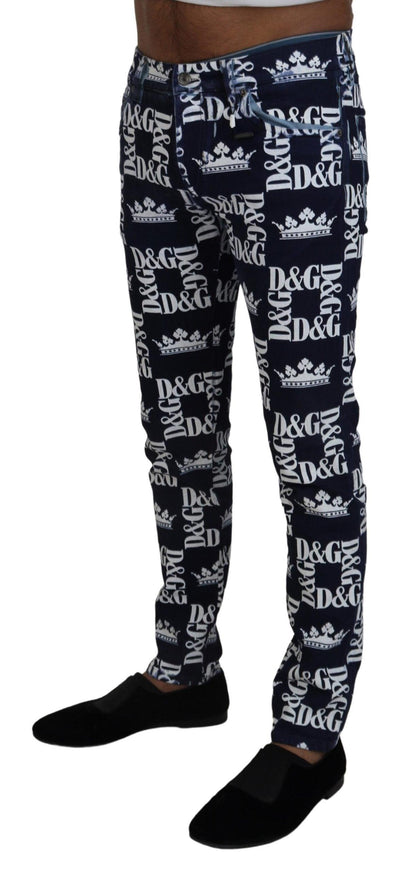 Dolce & Gabbana Blue Cotton DG Crown Skinny Denim Jeans - Ellie Belle