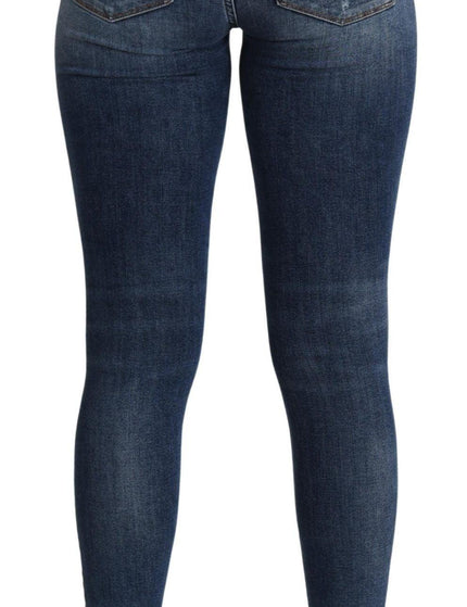 Dolce & Gabbana Blue Cotton Distressed Cropped Slim Denim Jeans - Ellie Belle