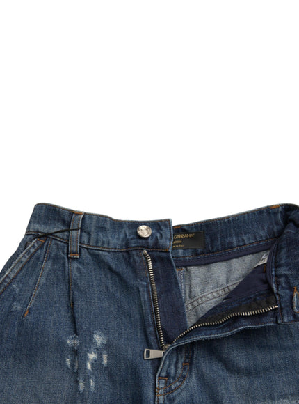 Dolce & Gabbana Blue Cotton High Waist Denim Hot Pants Shorts - Ellie Belle