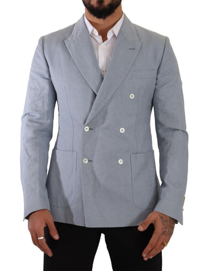 Dolce & Gabbana Blue Cotton Linen Slim Fit Jacket Coat Blazer - Ellie Belle