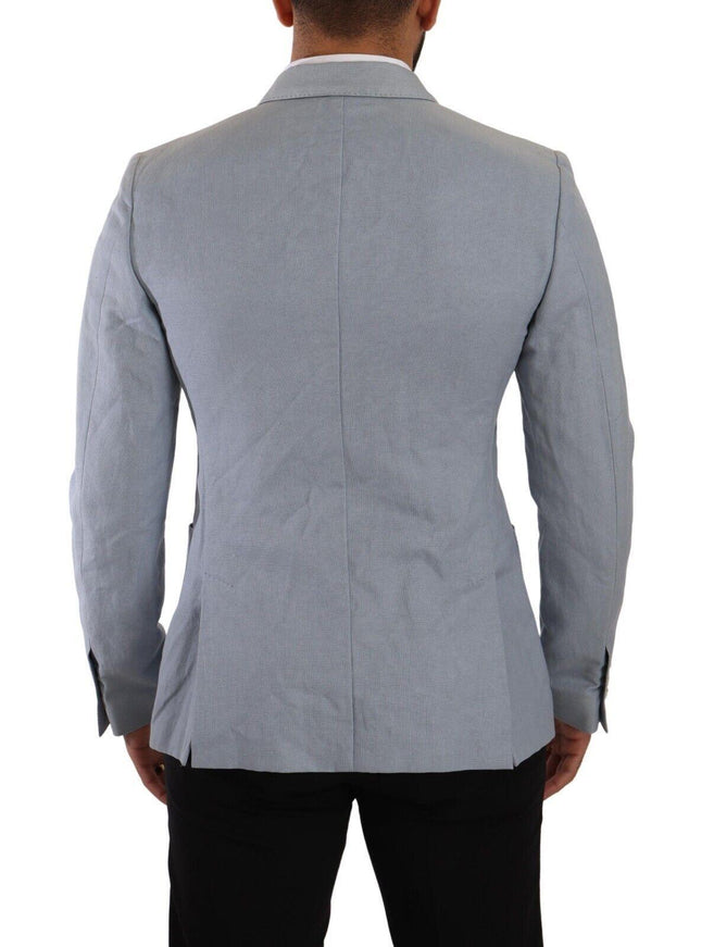 Dolce & Gabbana Blue Cotton Linen Slim Fit Jacket Coat Blazer - Ellie Belle