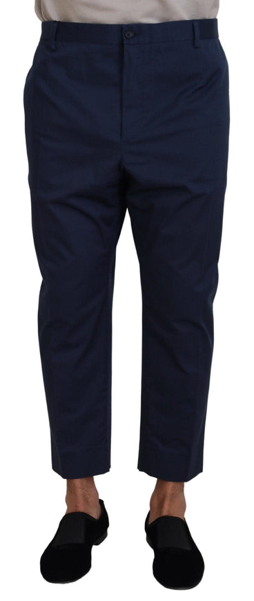 Dolce & Gabbana Blue Cotton Men Cropped Pants - Ellie Belle