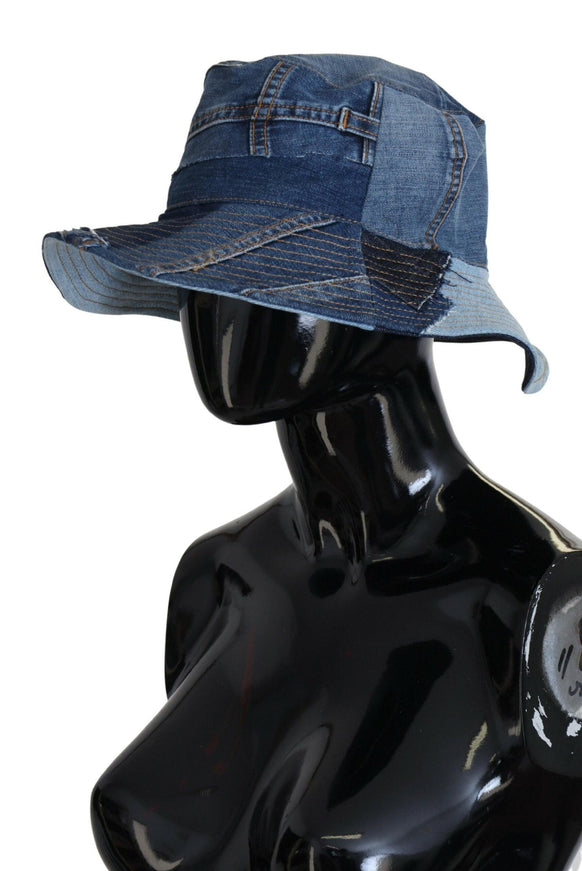 Dolce & Gabbana Blue Cotton Patchwork Denim Bucket Hat - Ellie Belle