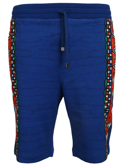 Dolce & Gabbana Blue Cotton Printed Bermuda Shorts - Ellie Belle