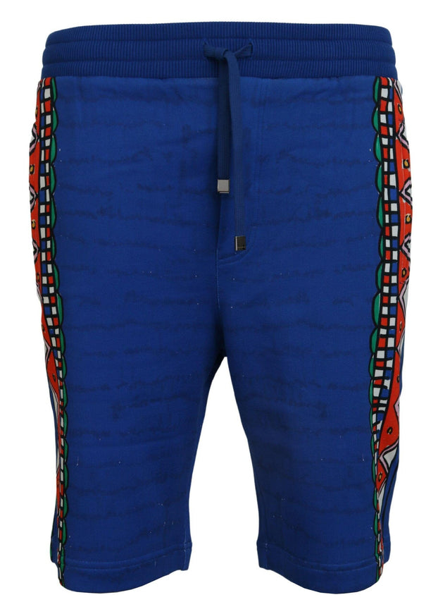 Dolce & Gabbana Blue Cotton Printed Bermuda Shorts - Ellie Belle