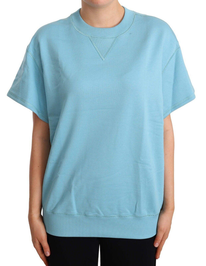 Dolce & Gabbana Blue Cotton Short Sleeves Crew Neck Top - Ellie Belle