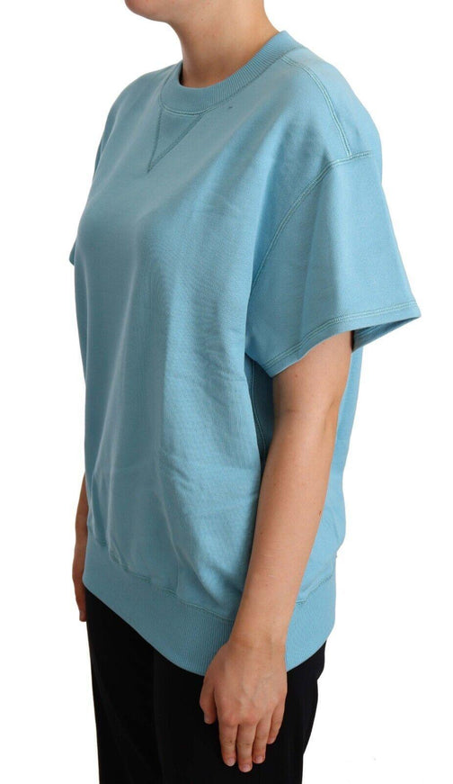 Dolce & Gabbana Blue Cotton Short Sleeves Crew Neck Top - Ellie Belle