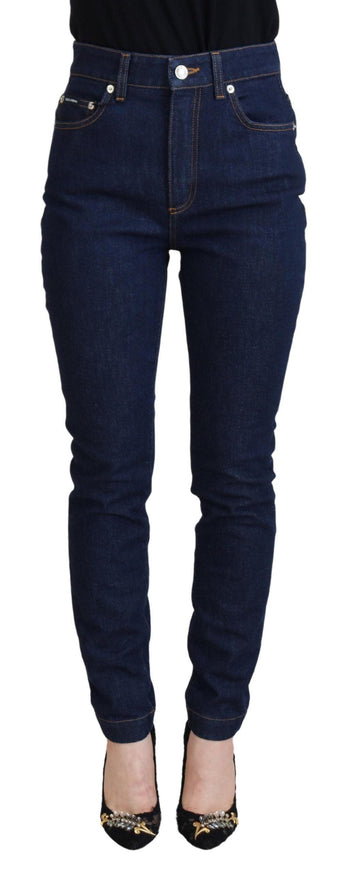 Dolce & Gabbana Blue Cotton Skinny High Waist Denim Jeans - Ellie Belle