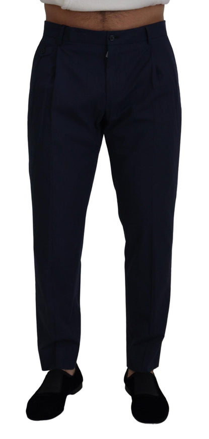 Dolce & Gabbana Blue Cotton Slim Trousers Chinos Pants - Ellie Belle