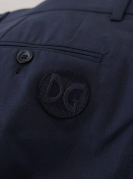 Dolce & Gabbana Blue Cotton Slim Trousers Chinos Pants