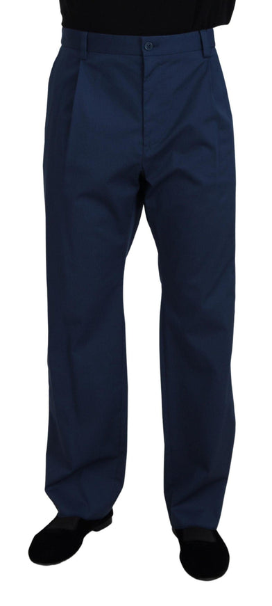 Dolce & Gabbana Blue Cotton Straight Fit Pants - Ellie Belle