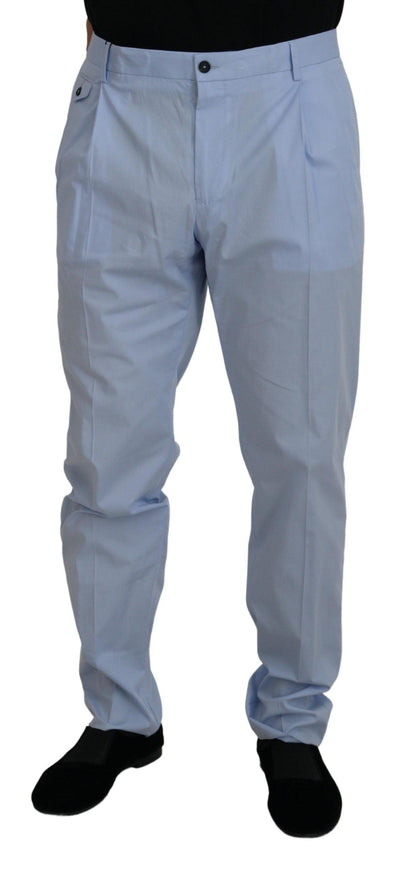 Dolce & Gabbana Blue Cotton Stretch Trousers Chinos Pants - Ellie Belle