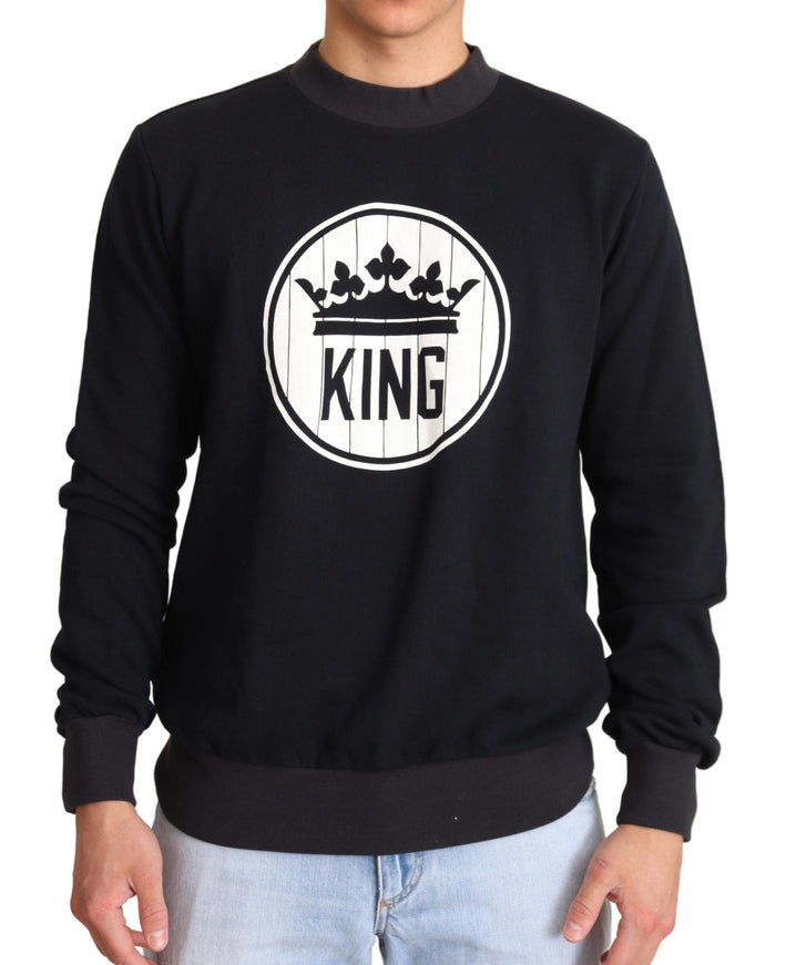 Dolce & Gabbana Blue Crown King Cotton Pullover Sweater - Ellie Belle