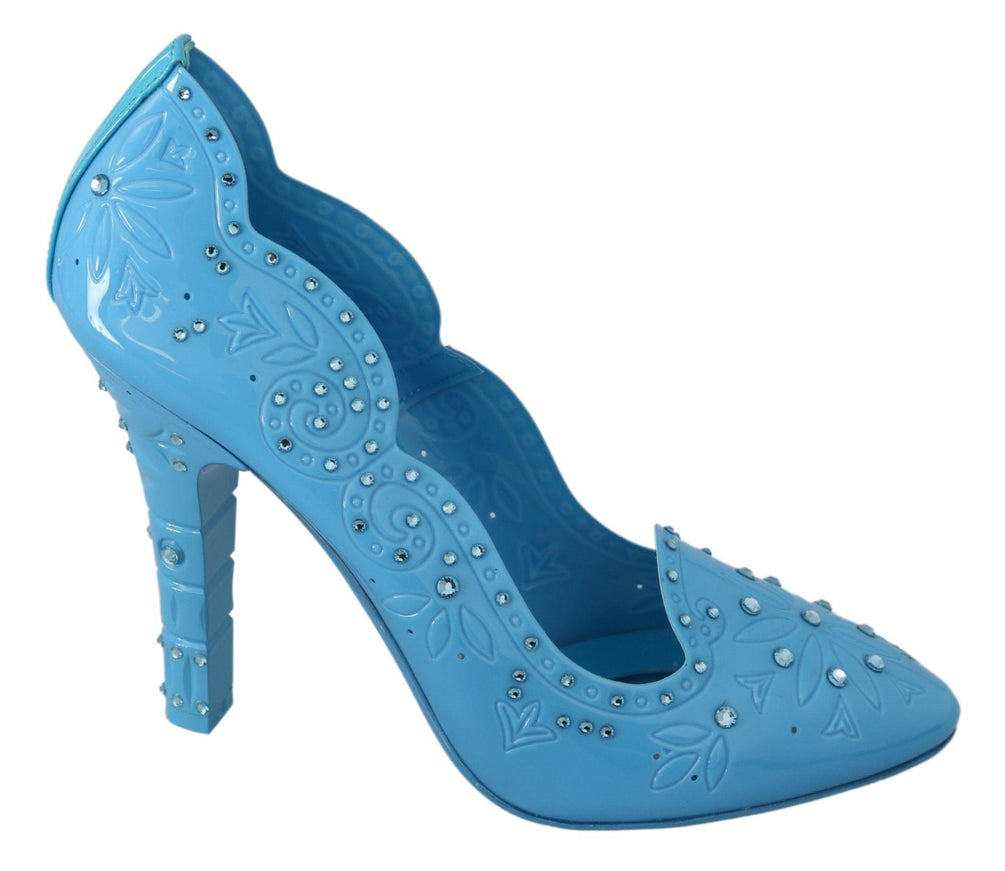 Dolce & Gabbana Blue Crystal Floral CINDERELLA Heels Shoes - Ellie Belle