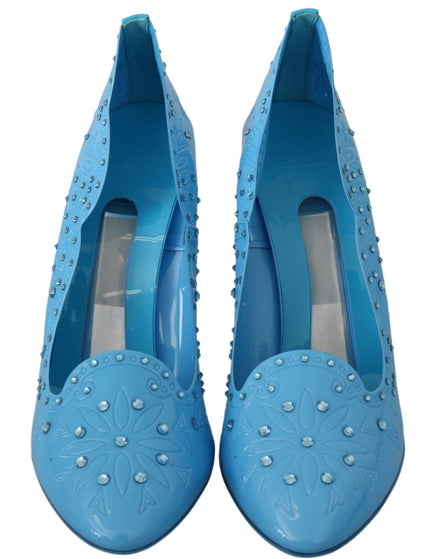 Dolce & Gabbana Blue Crystal Floral CINDERELLA Heels Shoes - Ellie Belle