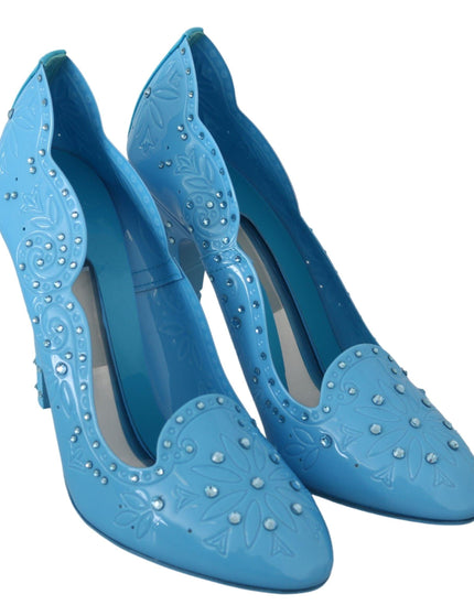 Dolce & Gabbana Blue Crystal Floral CINDERELLA Heels Shoes - Ellie Belle
