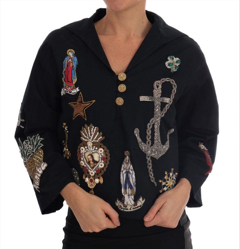 Dolce & Gabbana Blue Crystal MAMMA Sicily Jacket