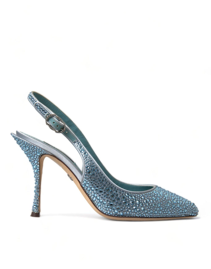 Dolce & Gabbana Blue Crystal Slingback Pumps Shoes - Ellie Belle