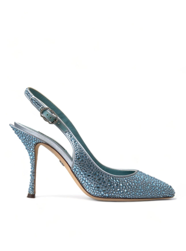 Dolce & Gabbana Blue Crystal Slingback Pumps Shoes - Ellie Belle