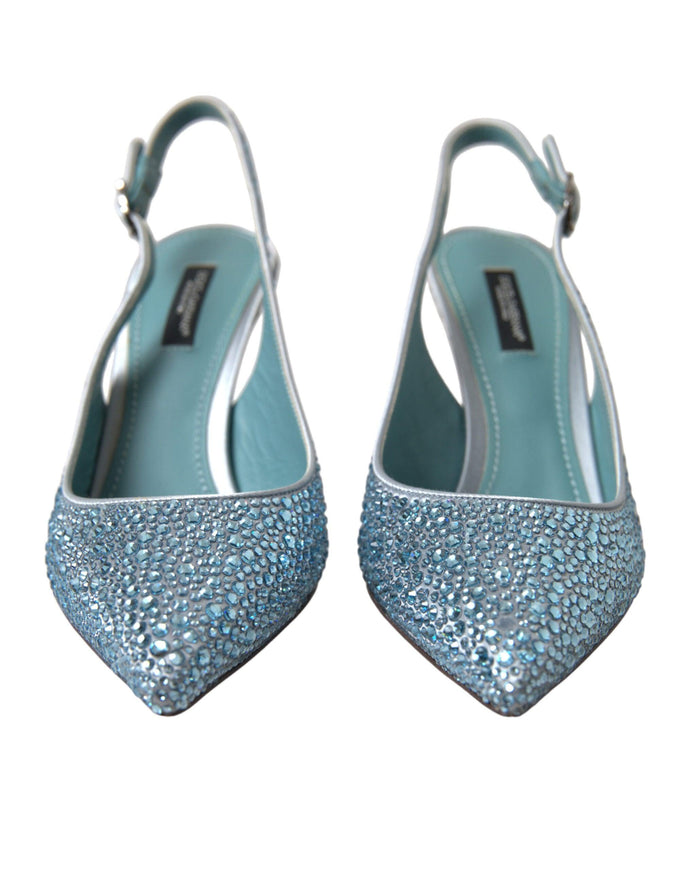 Dolce & Gabbana Blue Crystal Slingback Pumps Shoes - Ellie Belle