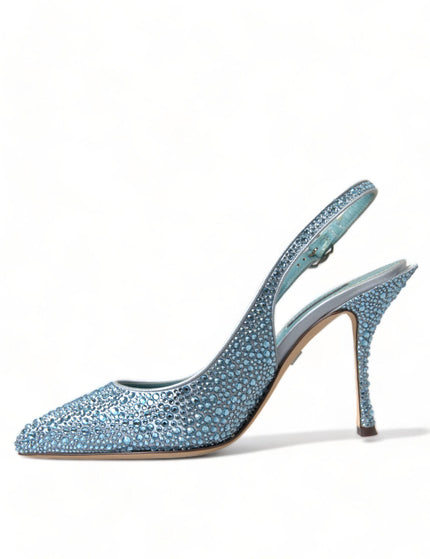 Dolce & Gabbana Blue Crystal Slingback Pumps Shoes - Ellie Belle