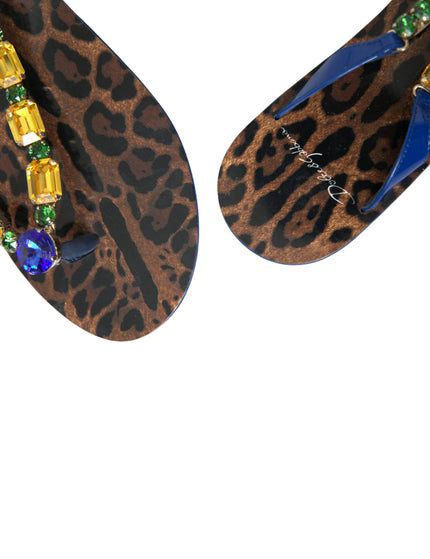 Dolce & Gabbana Blue Crystals Flats Sandals Beachwear Shoes - Ellie Belle