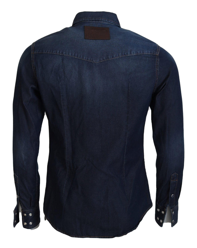 Dolce & Gabbana Blue Denim Cotton Slim Fit Jeans Shirt - Ellie Belle