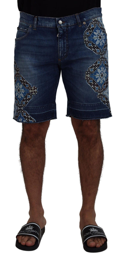 Dolce & Gabbana Blue Denim Cotton Stretch Majolica Shorts - Ellie Belle