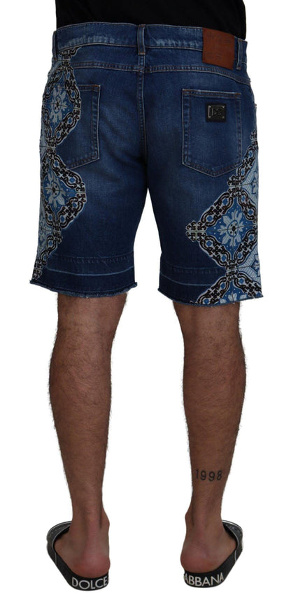 Dolce & Gabbana Blue Denim Cotton Stretch Majolica Shorts - Ellie Belle