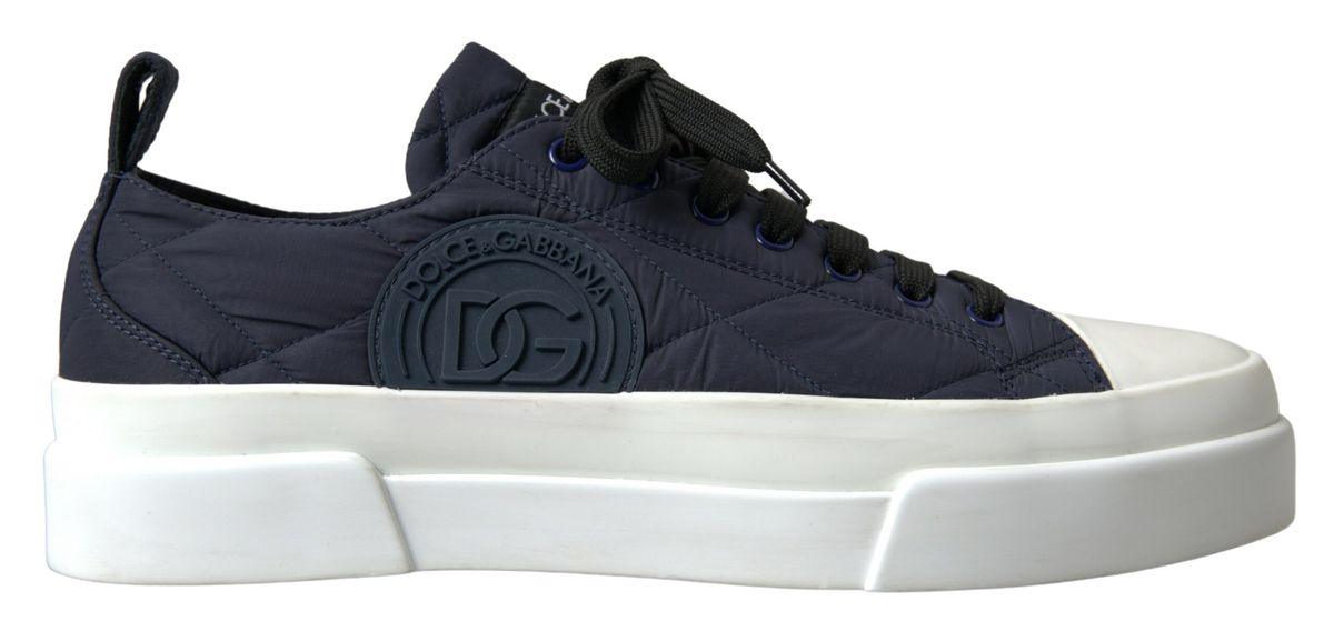 Dolce & Gabbana Blue DG Logo Quilted Casual Sneakers Shoes - Ellie Belle