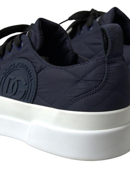Dolce & Gabbana Blue DG Logo Quilted Casual Sneakers Shoes - Ellie Belle