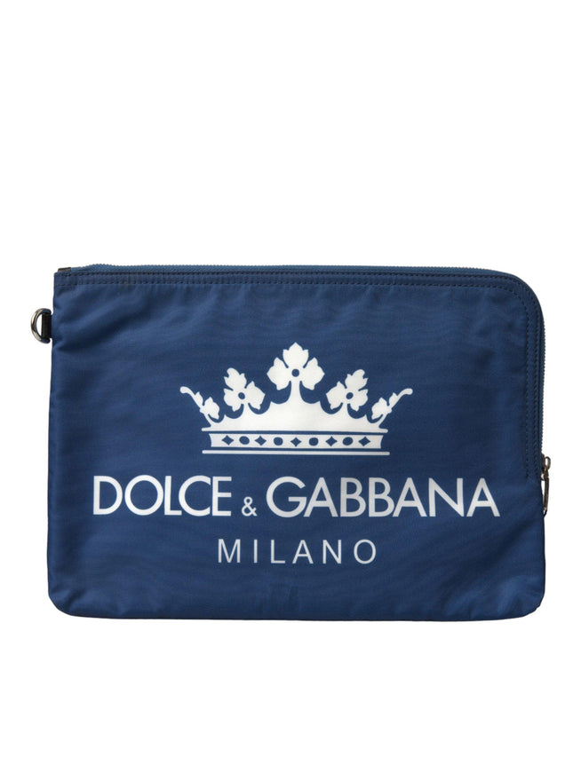 Dolce & Gabbana Blue DG Milano Print Nylon Pouch Clutch Men Bag - Ellie Belle