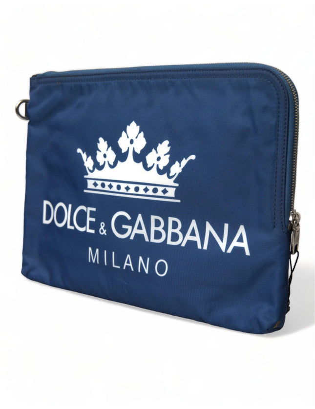 Dolce & Gabbana Blue DG Milano Print Nylon Pouch Clutch Men Bag - Ellie Belle